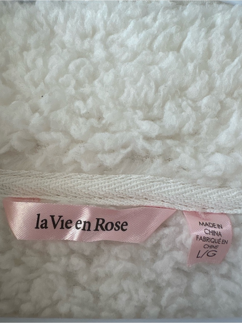 La Vie en Rose Cream Sherpa Fleece Pullover Sweater Size Large - Picture 2 of 5